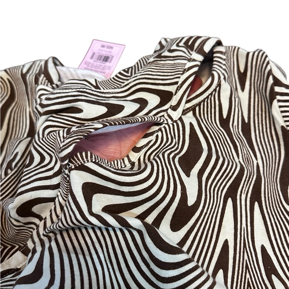 Wild Fable Brown‎ & Cream Swirl Print Long Sleeve Bodycon Dress Size M NWT